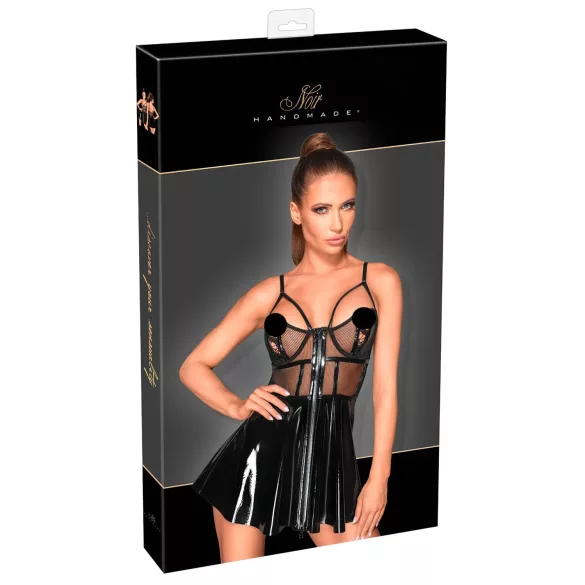 Noir - vestido vinil com rede - preto - XL