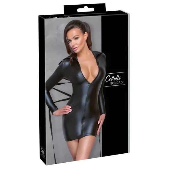 Cottelli Bondage - Vestido fetiche brilhante com algema - preto - M