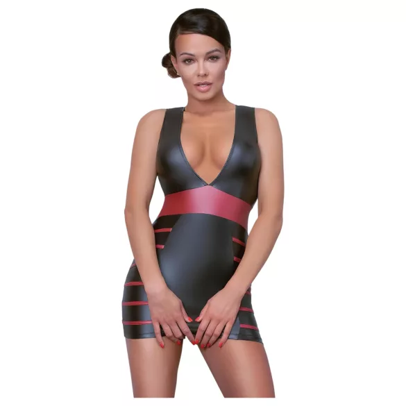 Cottelli Party - Listrado, Ajustado ao Corpo (Preto-Vermelho)