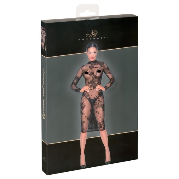 Noir - vestido transparente floral, manga longa (preto) - M