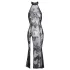 Noir - vestido longo transparente floral - preto