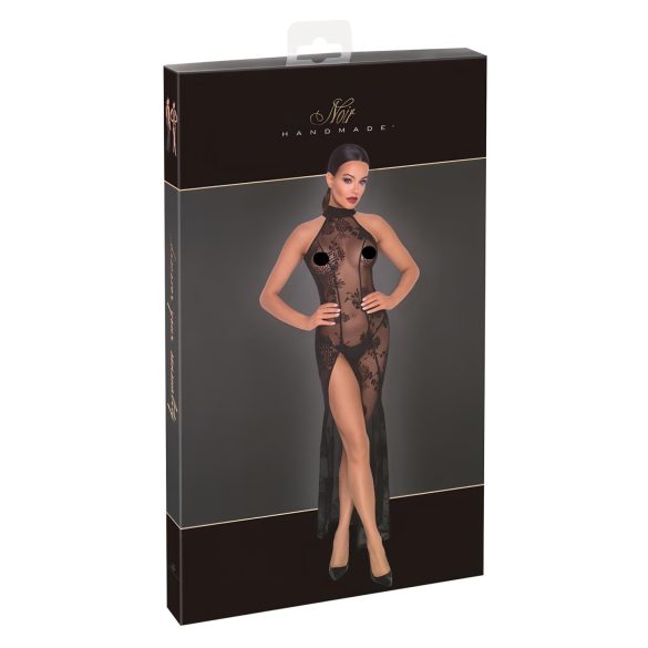 Noir - vestido longo transparente floral (preto) - M