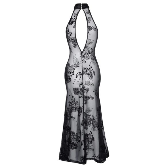 Noir - vestido longo transparente floral (preto) - M