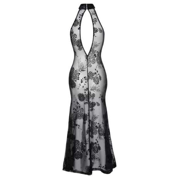 Noir - vestido longo transparente floral - preto - L