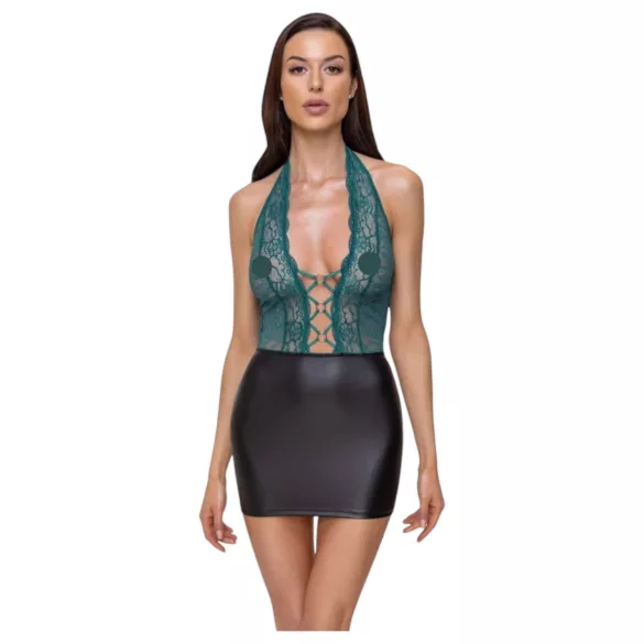 Cottelli - vestido rendado brilhante com cordões (preto‑verde)