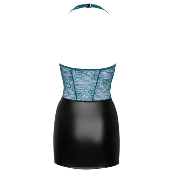 Cottelli - vestido brilhante com renda e amarração (preto-verde) - L