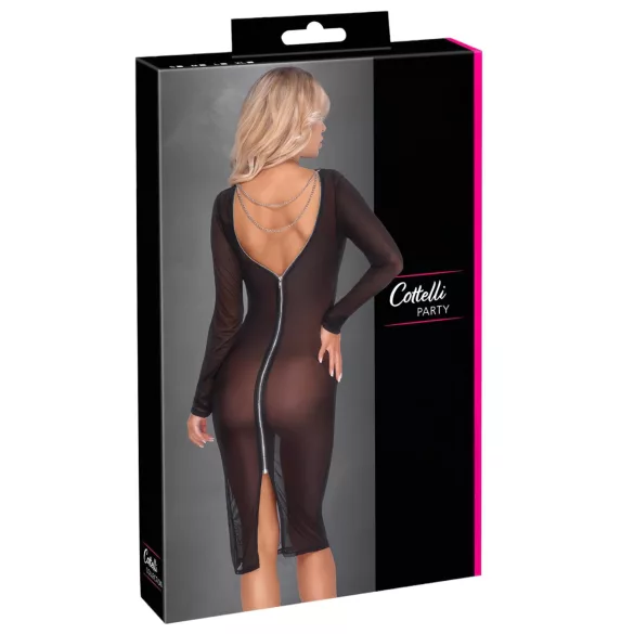 Cottelli Party - vestido transparente com zíper - preto - L