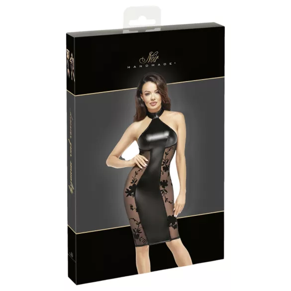 Noir - vestido brilhante com colarinho (preto) - M