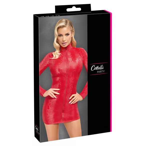 Cottelli - vestido curto sensual - estampa de cobra - vermelho - L