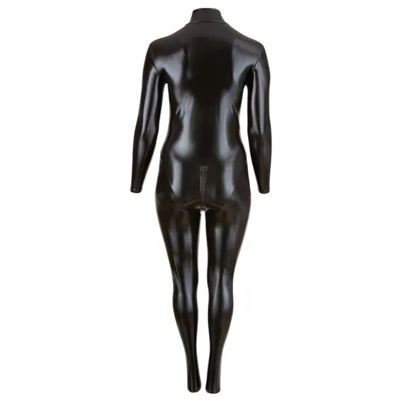 Cottelli Plus Size - macacão brilhante manga longa - preto - 3XL