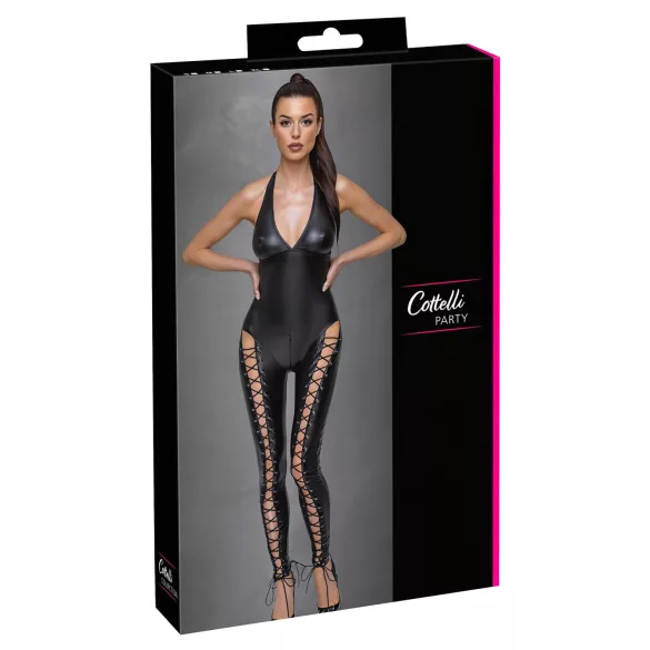 Cottelli Party - Macacão corset preto com alças no pescoço - M