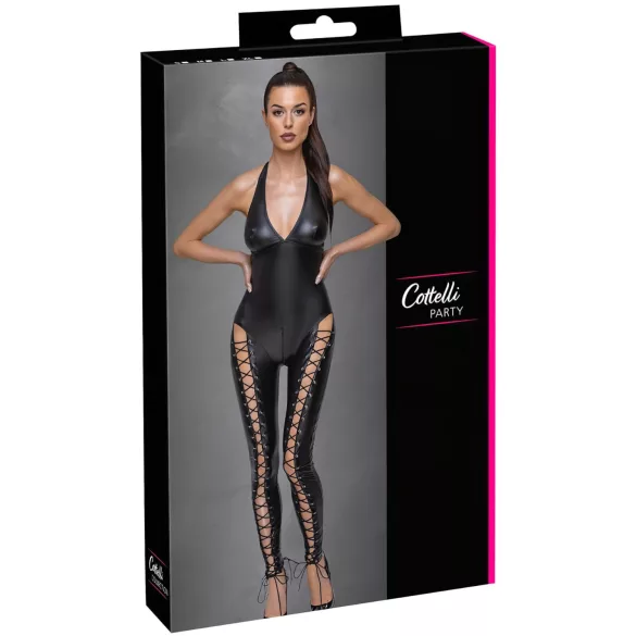 Cottelli Party - Macacão corset preto com alças no pescoço - L