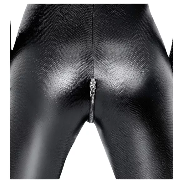 Noir - macacão longo fetiche - estampa cobra - preto - L