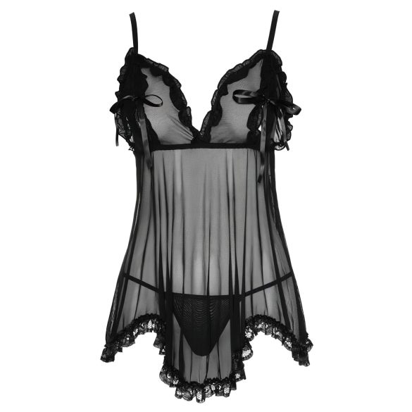 Cottelli - Babydoll curto com babados - Preto