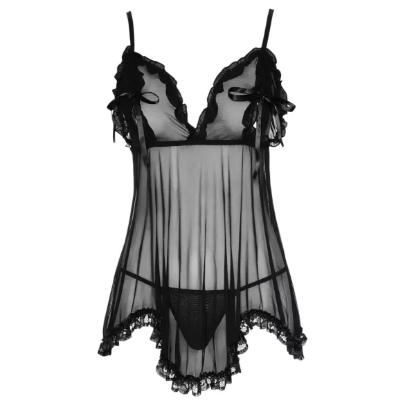 Cottelli - Babydoll curto com babados - Preto - M