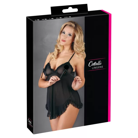 Cottelli - Babydoll curto com babados - Preto - L