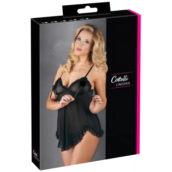 Cottelli - Babydoll curto com babados - Preto - L