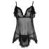 Cottelli - Babydoll curto com babados - Preto - XXL