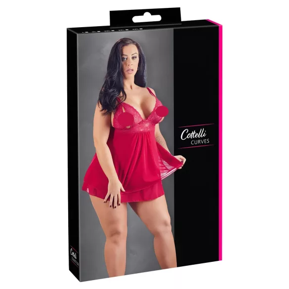 Cottelli Plus Size - babydoll rendado plus size - vermelho - 2XL