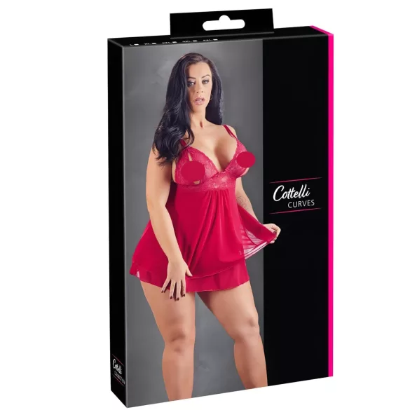 Cottelli Plus Size - babydoll rendado plus size - vermelho - 2XL