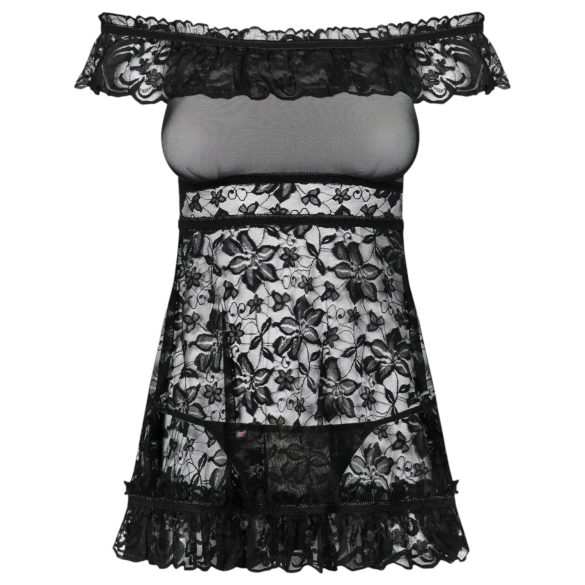 Obsessive - babydoll e tanga rendado - preto