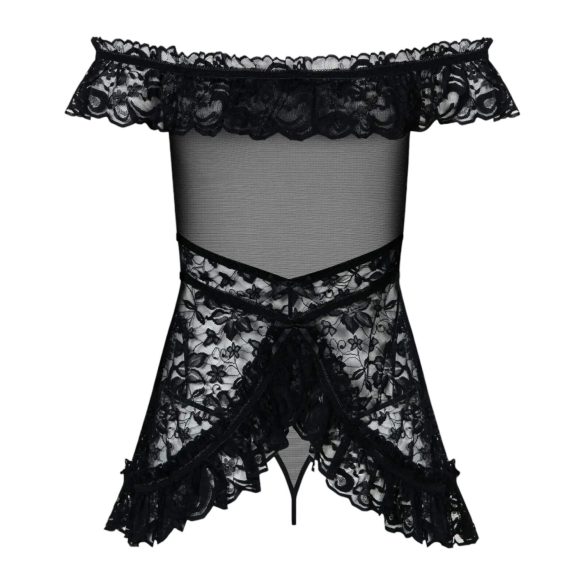 Obsessive - babydoll e tanga rendado - preto
