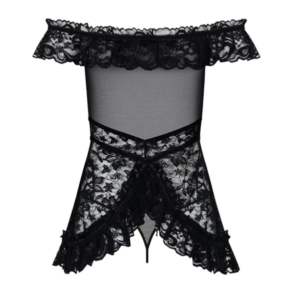 Obsessive - babydoll e tanga rendado - preto - L/XL