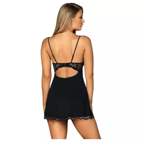Obsessive Luvae - camisola rendada com strass - tanga inclusa - preto