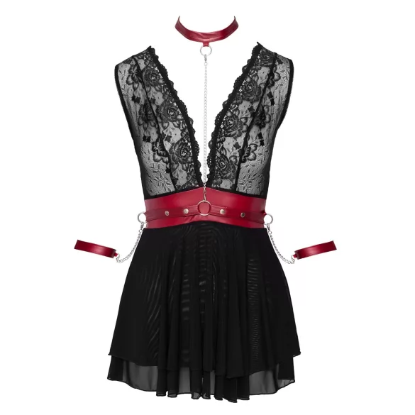 Cottelli Bondage - babydoll de renda com alça (preto)