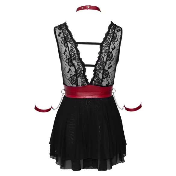 Cottelli Bondage - babydoll de renda com alça (preto) - M