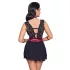 Cottelli Bondage - babydoll de renda com alça (preto) - L