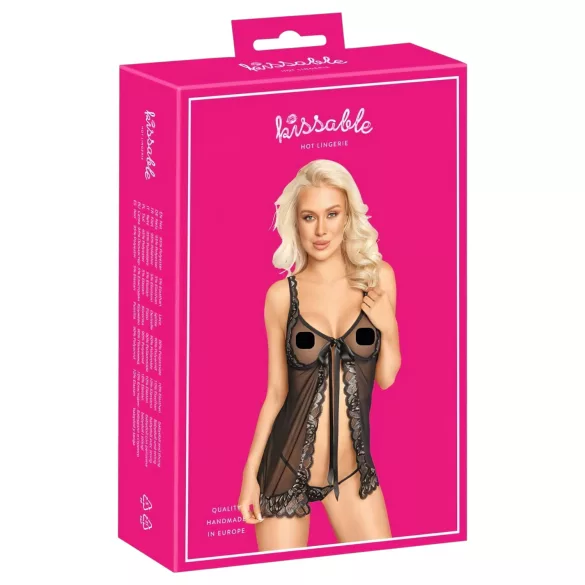 Kissable - babydoll aberto (preto)