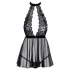 Kissable - camisola babydoll rendada com gola - preto - L/XL