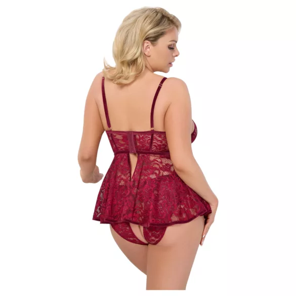 Cottelli Curves - conjunto de minivestido rendado - vermelho