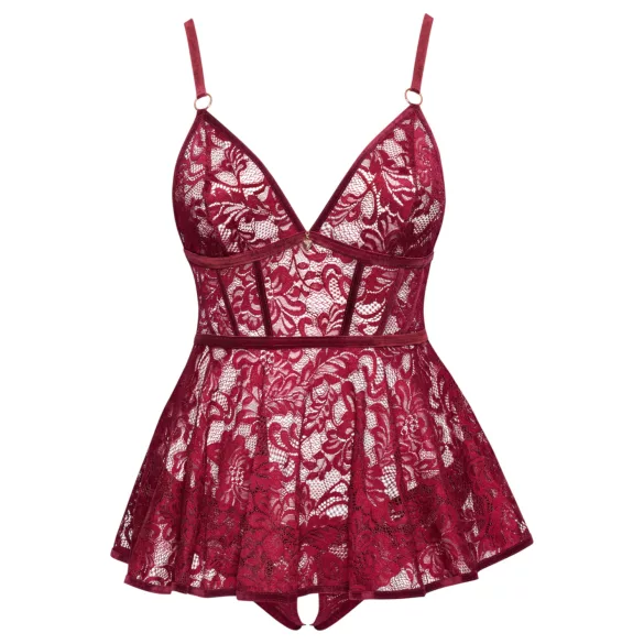 Cottelli Curves - conjunto de minivestido rendado - vermelho