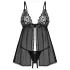 Obsessive - babydoll rendas com tanga - preto