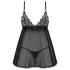 Obsessive - babydoll rendas com tanga - preto