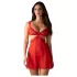 Obsessive - Camisola transparente rendada com tanga - vermelho - L/XL