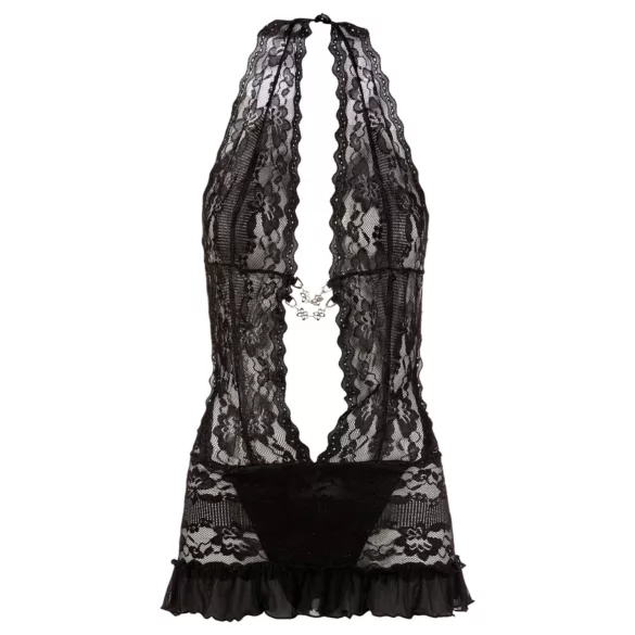 Cottelli - Vestido mini renda com colar - preto - XL