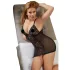 Cottelli Plus Size - camisola transparente rendada - preto - 3XL