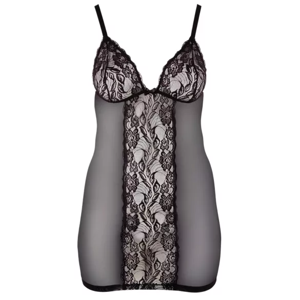 Cottelli Plus Size - camisola transparente rendada - preto - 4XL