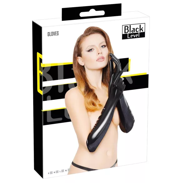 Black Level - luva vinil brilhante - preto - XL