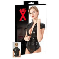 LATEX - blusa feminina manga curta zíper - látex preto