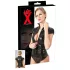 Top feminino curto de látex com zíper (preto)