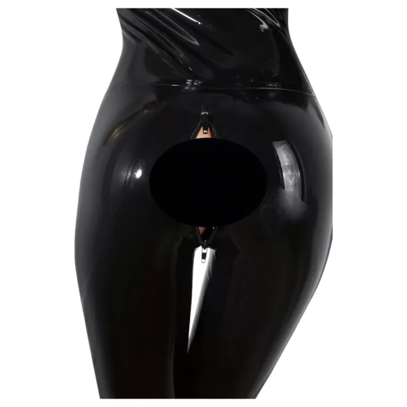 Macacão feminino de látex de manga comprida (preto) - XL