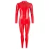 Macacão feminino de látex de manga comprida (vermelho)