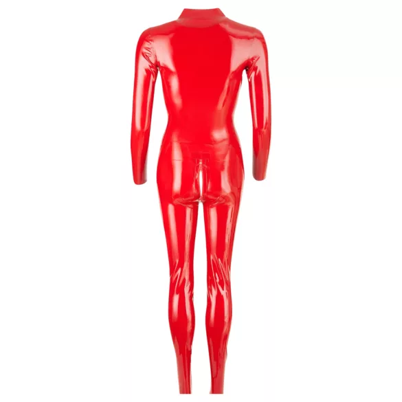 Macacão feminino de látex de manga comprida (vermelho) - M