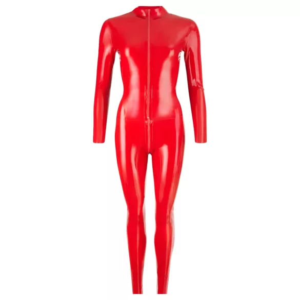 Macacão feminino de látex de manga comprida (vermelho) - L