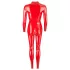 Macacão feminino de látex de manga comprida (vermelho) - L