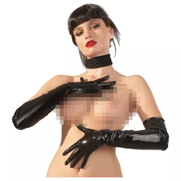 LATEX - luva longa unissex - látex preto - L